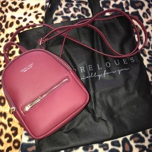 Wine red Mini Backpack Purse